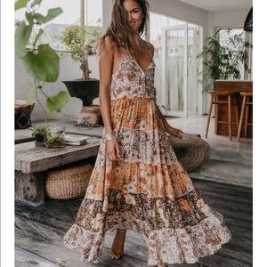Spell Desert Daisy Maxi Sundress in Mustard